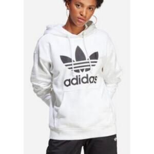 NWT Adidas Originals Trefoil Hoodie White Oversized Sporty Chic Streetwear Small